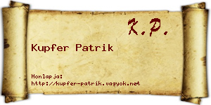 Kupfer Patrik névjegykártya